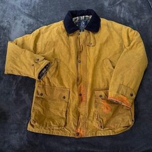 PG Field Masters of Weatherwear Barn Jacket Mens Large Mustard Yellow Field Coat